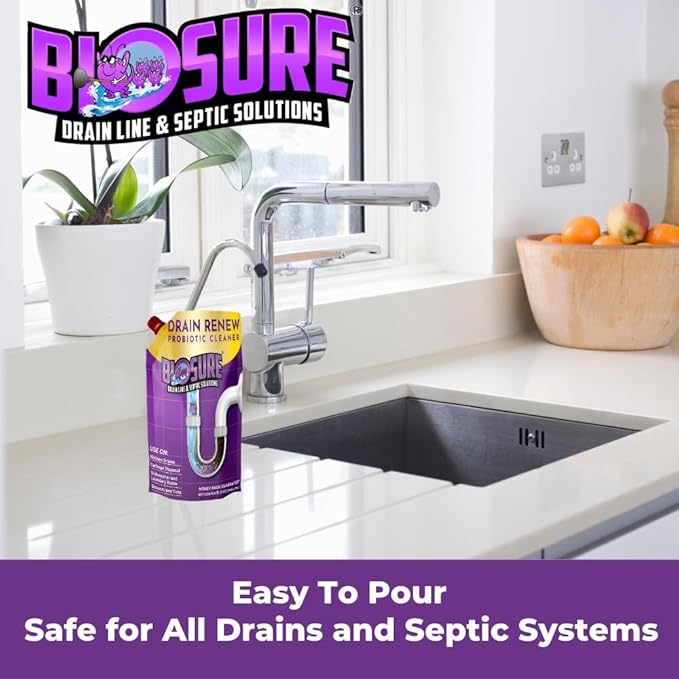 DRAIN RENEW Drain Line Maintenance and Septic Tank Treatment: The Ultimate Drain Cleaner for Your Drains Showers Sinks and Toilets - Keep Your Pipes Clear and Septic System Healthy