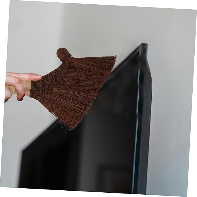 Small Handheld Desk Broom Traditional Straw Whisk for Dust Removal Desktops Keyboards and Hard Reach Areas for Indoor and Outdoor Cleaning