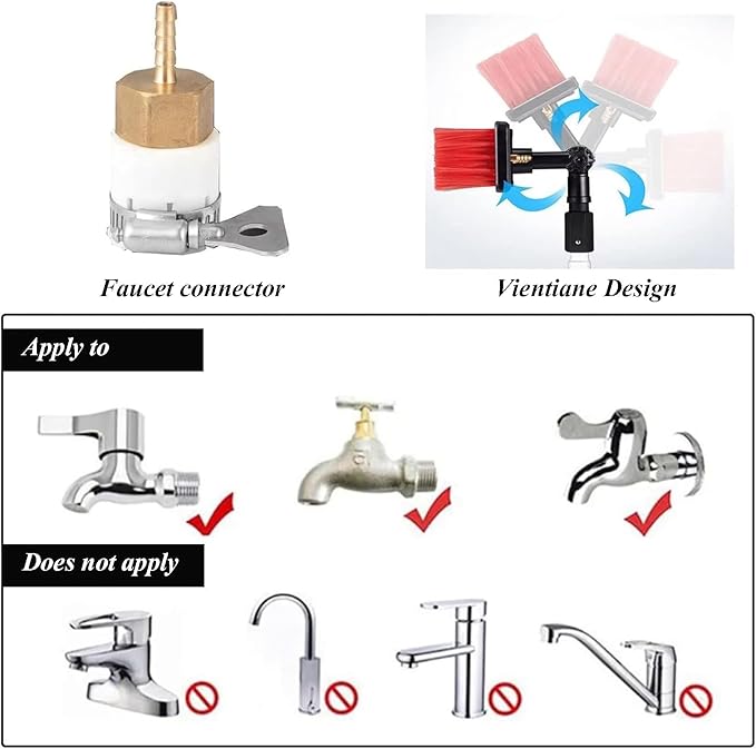 Window Scrubber with Long Handle Glass Cleaning Tools with 30cm Cleaning Brush and 20m Water Pipe for Car Shower Indoor or Outdoor Mirror Door Solar Panel