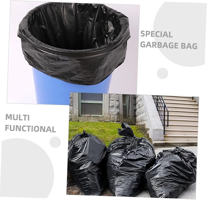 Ciieeo 50pcs Large Heavy Duty Contractor Garbage Bags 80x100cm Black Commercial Trash Bags for 100l Outdoor Gardening Waste Disposal