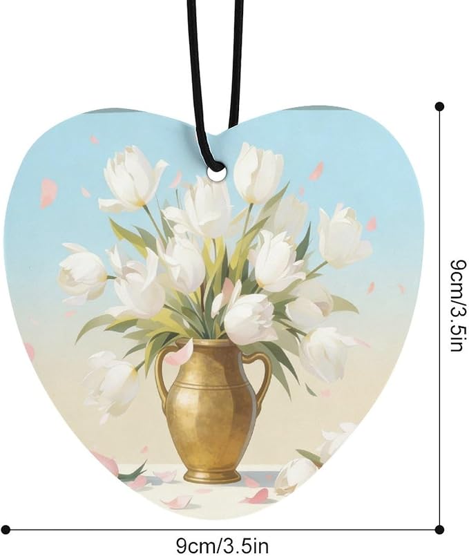 5PCS Car Air Freshener Hanging Personalized Double Sided White Tulip Car Fresheners Long Lasting New Cars Scents Cute Automotive Freshies for Closets Drawers (tea)