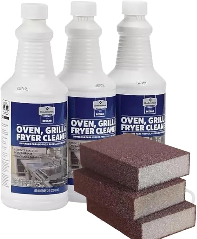 Commercial Oven Grill and Fryer Cleaner 32 oz 3 pk Comes With 3 Grill Griddle Cleaning Brick Block
