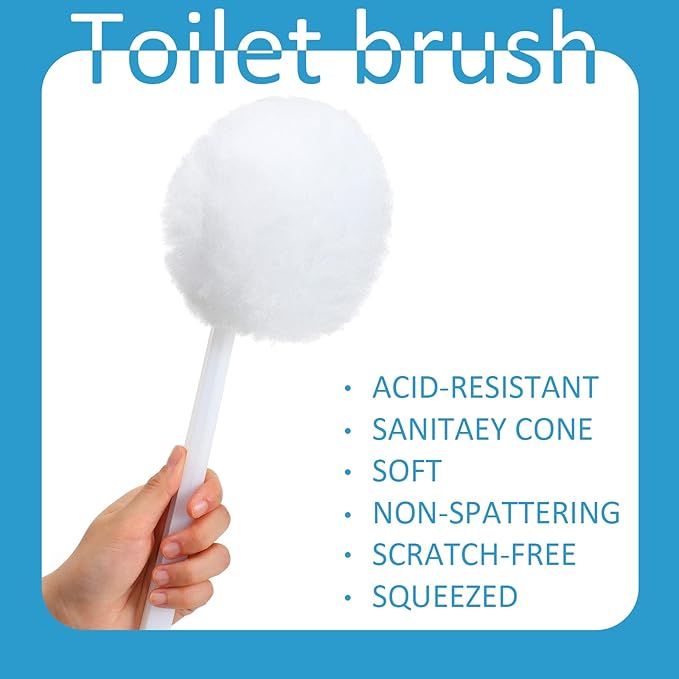 Eaasty Toilet Bowl Brush with Long Plastic Handle Bulk Disposable White Soft Swab Toilet Bowl Cleaners Mop with Silk Cotton Brush for Bathroom 11 x 4.3 Inch(20 Pack)