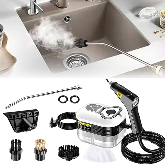 Saker Handheld Steam Cleaner2026 Upgraded Portable Steamer for Cleaning 2500W High Pressure 229°F/105°C Includes Nozzle&amp3 Brushes-Home Dirt Tile Car Kitchen (Dual Control (Handle+Machine)-Wh