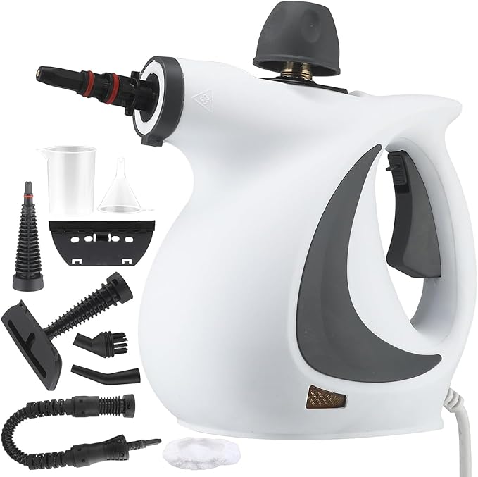 Laytic Handheld Steam Cleaner Lifesparking 10 In 1 Pressure Multi Purpose Cleaner Portable Pressurized Steamer for Upholstery Furniture Sofa Couch Floor Tile Grout Car (Grey)