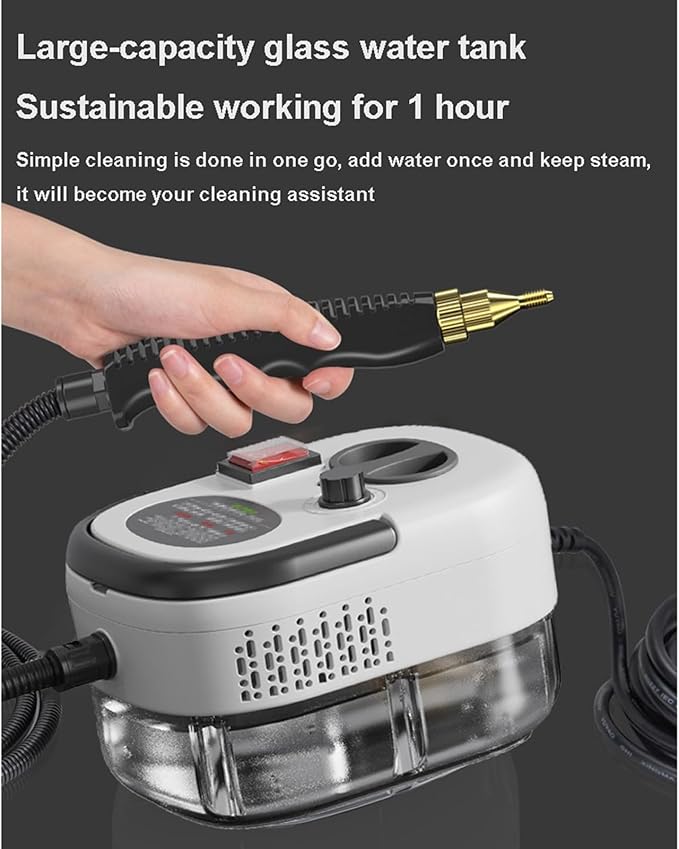2500W Portable Handheld Steam Cleaner Multi-Function Nozzle/6-Speed Adjustment for Stain Removing Kitchen Bathroom Tiles Range Hood car Windows