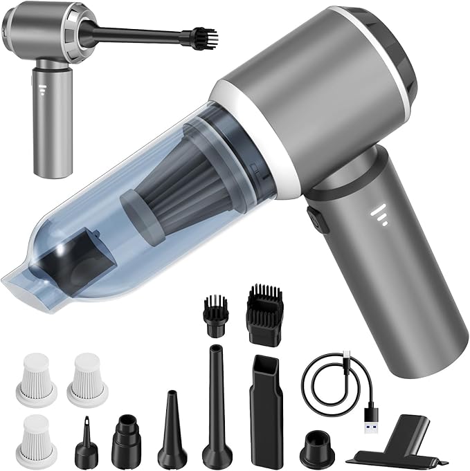 4-in-1 Car Vacuum Portable Cordless &amp Dust Buster 20000pa High Power Handheld Vacuum Cordless Rechargeable Mini Vacuums with 3 Reusable Filter Vacuum Cleaner for Car Home Office &amp Pet(Silve