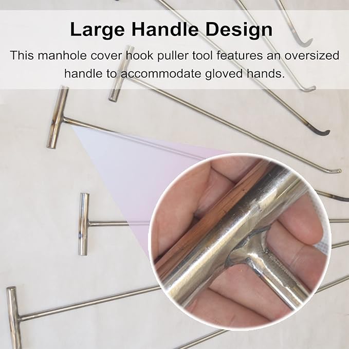 Drain Grate Lifter Portable T Style Cover Tool for Drain Covers Moving Lifting and Pulling Tool Stainless Steel 38cm Size