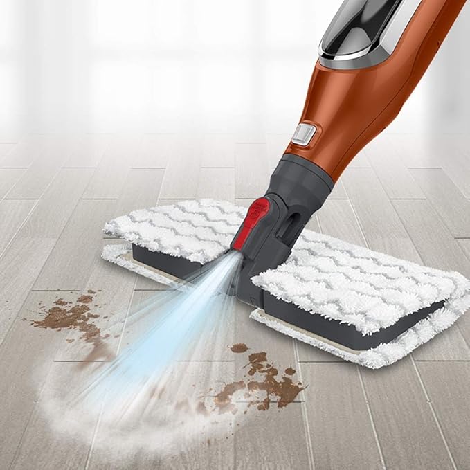 Brown Electric Steam Mop - 30 * 120cm/12 * 47inch - Swivel Head - Tile Laminate Vinyl Hardwood Concrete - Modern Style - A