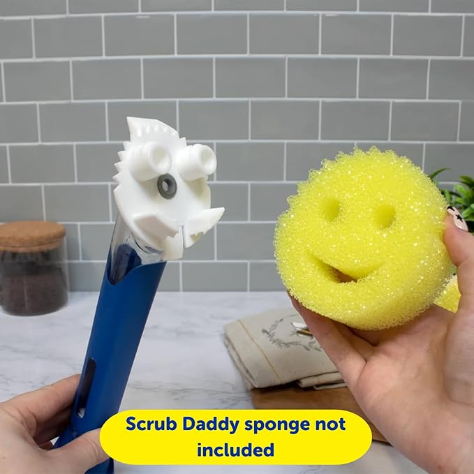 Scrub Daddy Dish Daddy Dish Wand &amp Connector Head Soap Dispensing Dish Brush Texture Changing Washing Up Sponge With Liquid Handle Dish Sponge with Built-in Scraper Scrubbing Head &amp Stand