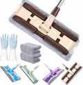 Microfiber Mop Flat Hook Telescopic Flat Floor Mops with 360 Degree Handle Reusable Wet &amp Dry Clamp Cleaning Mops for Home Kitchen and All Floor Surfaces