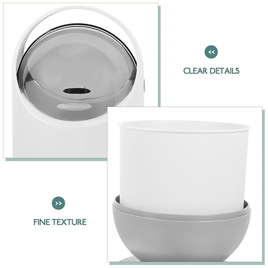 Alipis Mini Desktop Trash Can Swing Lid Handheld Countertop Wastebasket Cute Garbage Bucket Container Waste Bin Decorative Rubbish Bin Small Organizer for Office Bathroom 26.00X13.00X13.00CM Grey