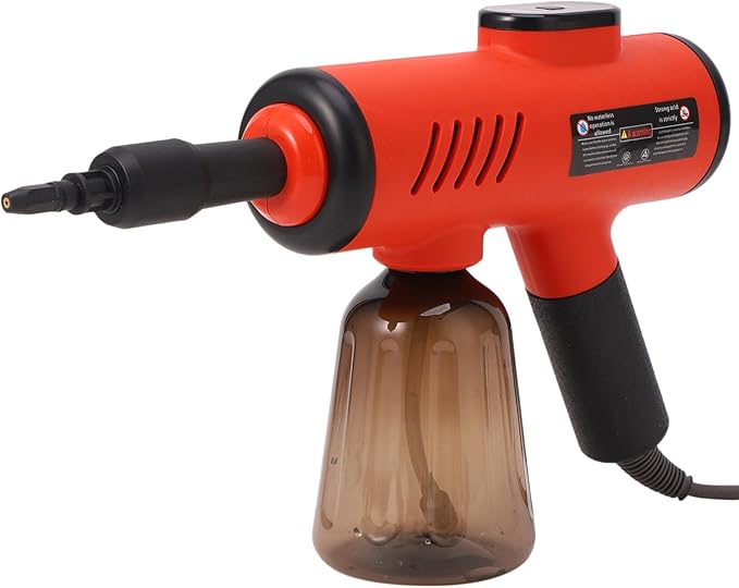 Focket Pressurized Handheld Steam Cleaner for Home 3 Adjustable Levels 1500W Powerful Multi Purpose Steamer for Kitchen Grease Bathroom Limescale Floor Cleaning Car Cleaning (Red US Plug 110V)