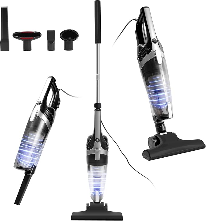 Corded Stick Vacuum Cleaners for Home 20Kpa Powerful Suction Stick Vacuum with 16Ft Cord 2 in 1 Lightweight Handheld Vacuum Cleaner for Hardwood Floor Pet Hair