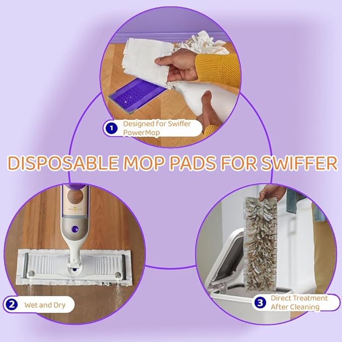 Replacement Pads for S.wiffer PowerMop Disposable Mop Pads Wood Mopping Pad Refills Spare Pack for Floor Cleaning 25 Count