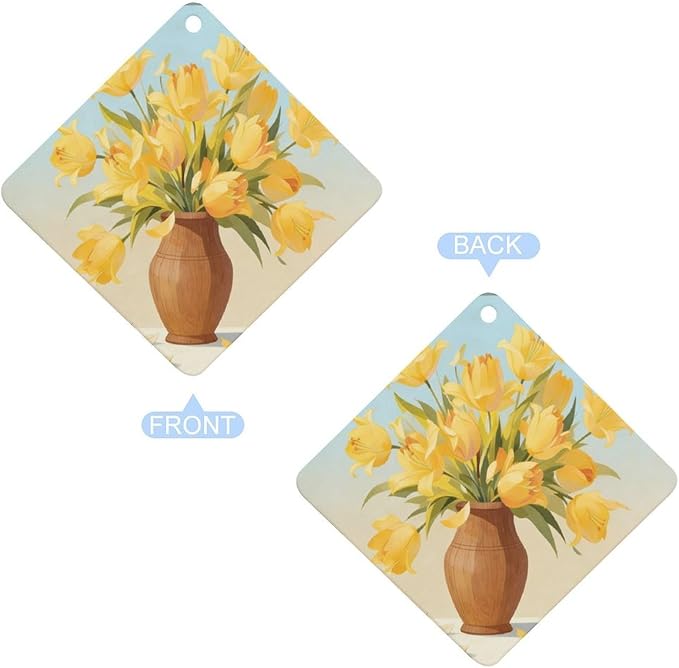 5PCS Car Air Freshener Hanging Personalized Double Sided Yellow Lily Car Fresheners Long Lasting New Cars Scents Cute Automotive Freshies for Closets Drawers (tea)