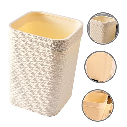 ABOOFAN Rattan Desktop Trash Can for Small Bathroom Office Desk Wastebasket Lid