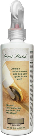 Kit - The Professional's Choice - Color and Seal Grout - Prevents Stains and Creates Easy to Clean Grout - 8oz Bottle Wheel applicator Brush applicator and Scrub pad (Dark Grey)