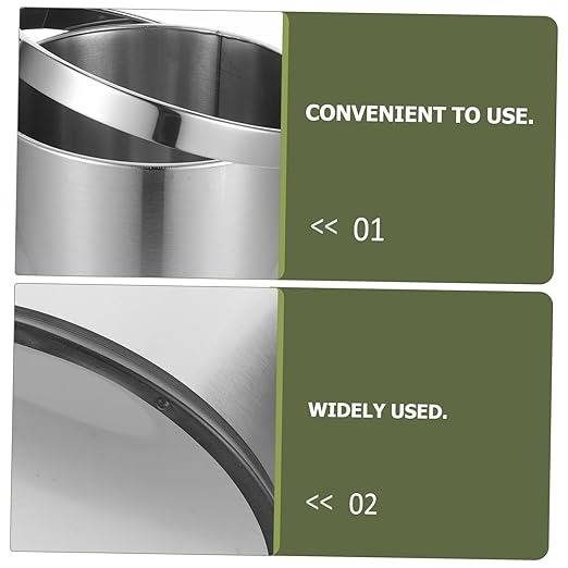 Trash Basket Stainless Steel Dustbin Office Wastebasket Kitchen Garbage Can