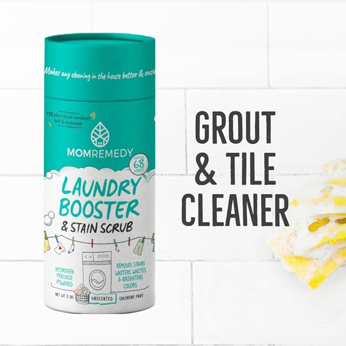 Laundry Booster and Stain Remover Scrub MomRemedy Oxygen Whitener Whiten Whites and Brighten Colors Remove Stains Household Cleaning Scrub Chlorine Bleach Free
