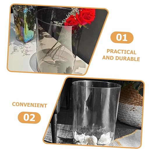 VANZACK Transparent Large Trash Can Household Wastebasket with Solid Base Edges Modern Nordic Style for Office Home Bathroom Desktop Use