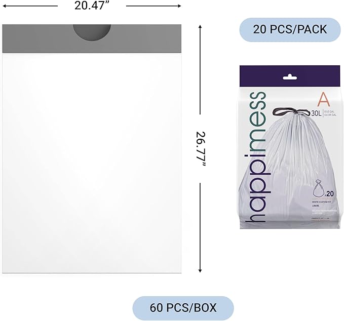 Eyely MPH3000A-CLEAR Phoenix 8-Gallon Drawstring Unscented Trash Can Liner Clear (60-Count 3-Packs of 20 Liners)