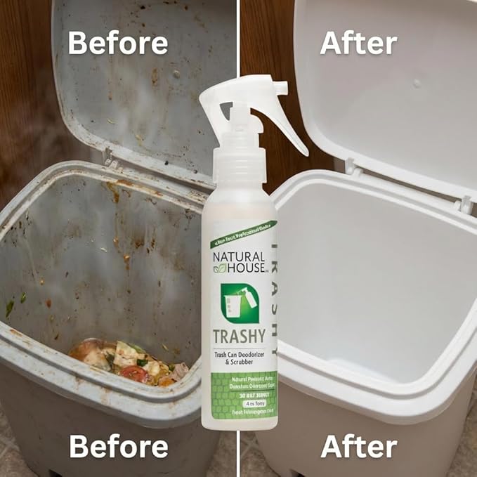 Natural House Trashy - Probiotic Trash Can Deodorizer Spray - Plant-Based Odor Remover - Non-Toxic - Botanical Scent - 128 oz