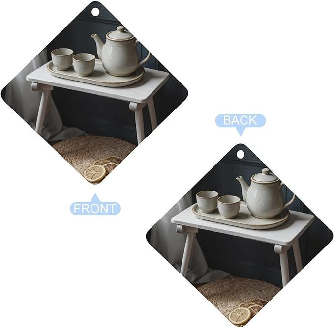 5PCS Car Air Freshener Hanging Personalized Double Sided Tea Set Lemons Car Fresheners Long Lasting New Cars Scents Cute Automotive Freshies for Closets Drawers (tea)