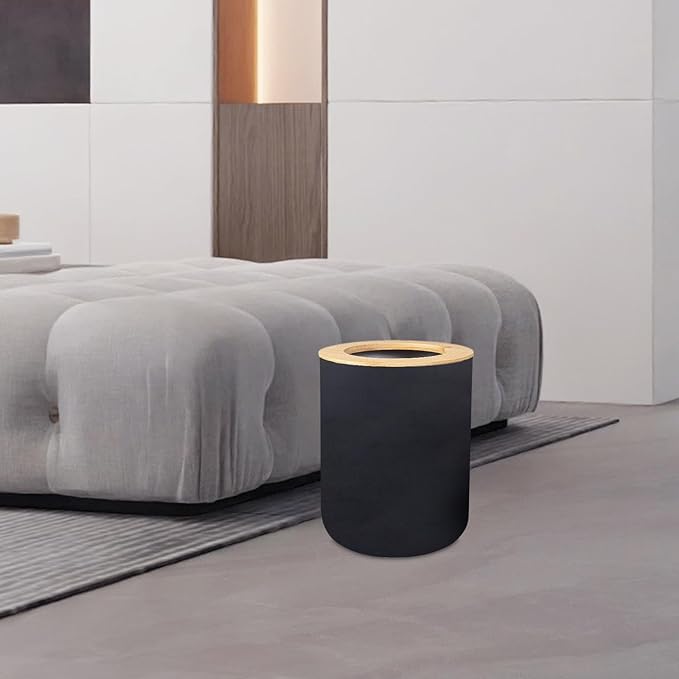 Compact Wastebasket for Bathroom and Bedroom Use Black