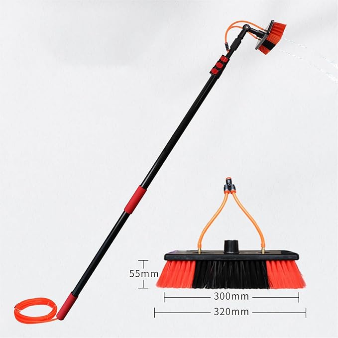 Water Fed Pole Brush Solar Panel Cleaning Brush Outdoor Telescopic Window Cleaning Pole Extendable Cleaner Tool for Roof Solar Panel Window Conservatory18FT/5.4m