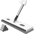 360° Rotatable Mop with Adjustable Stainless Steel Handle for Tile Hardwood – Large Flat Design for Effortless Cleaning Easy Pad Attachment(box of white)