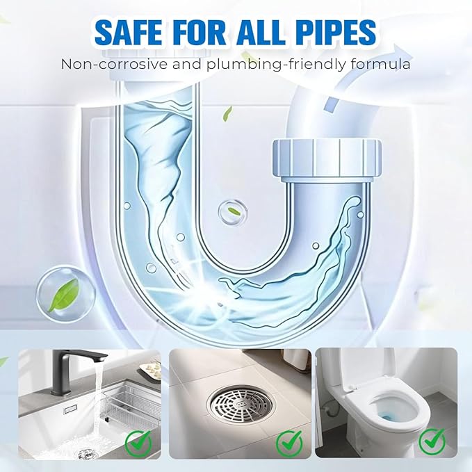 Drain Clog Remover Powerful Unclogging Sink Hair Cleaner for Kitchen Sink and Drain Cleaner Strong Unclogging Power Fast-Acting &amp Easy to Use (2PCS)