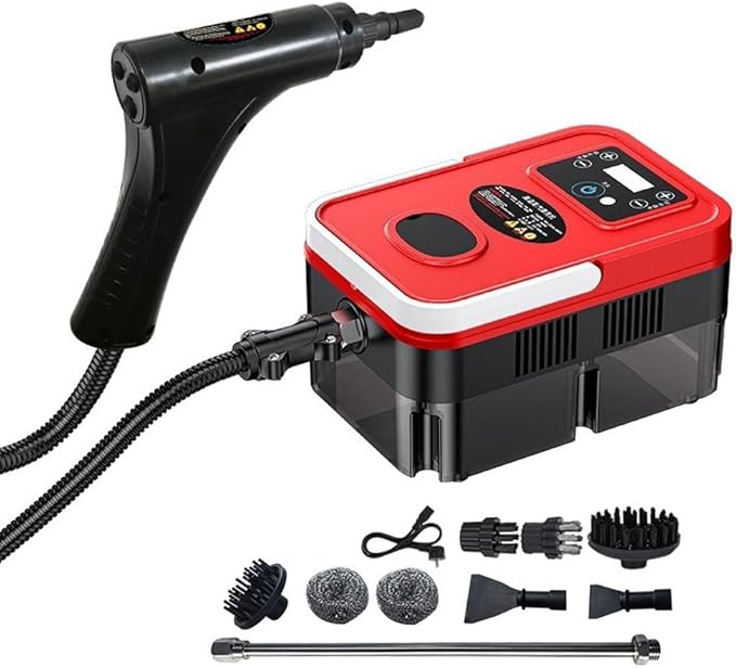 Steam Cleaner for Home 1800W Steam Cleaner Handheld with 1.2L Water Tank Split Design 6 Gear Adjustment for Windows Kitchen Floor Car Red