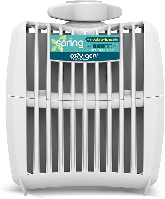 Oxygen-Pro - Starter Kit - Commercial Air Freshener and Deodorizer Wall Mounted Battery Operated Automatic Dispenser Odor Eliminator and Fragrancing System (Light Scent) 120 Day Supply