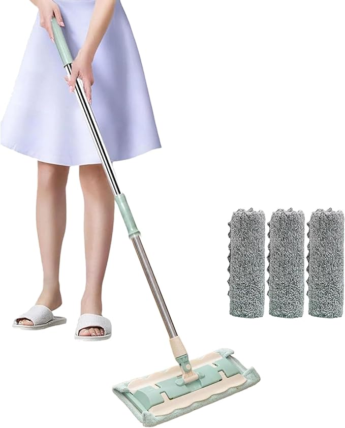 Floor Cleaning Mop 90x38x15cm ABS Stainless Steel Hardwood Cleaner for Home Sanitation Dust Removal Kitchen Tiles Laminate Wet Mopping Sweeping