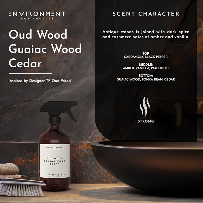 ENVIRONMENT Inspired by Designer TF Oud Wood Surface Cleaner 16oz Luxury Surface Cleaner (Oud | Guaiac | Cedar) Home Essentials Scented Cleaning Products Vegan &amp Cruelty-Free