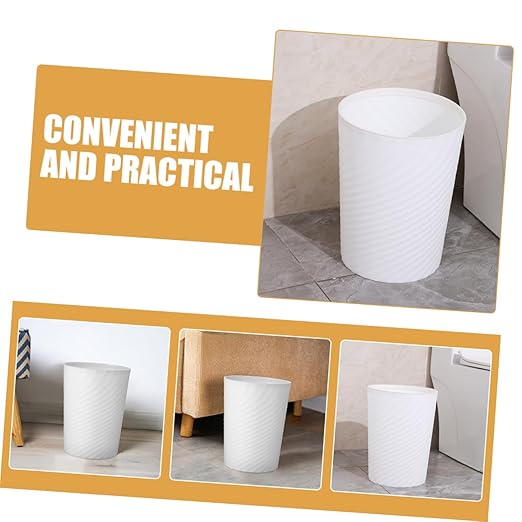 Plastic Trash Can Medium Wastebasket Bathroom Garbage Container Basket No Lid for Kitchen Office Bedroom Living