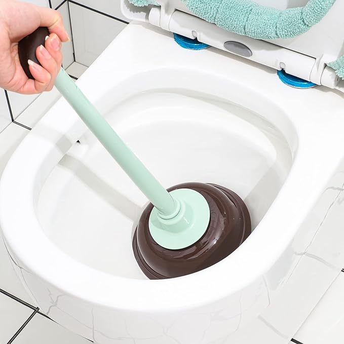 Cq acrylic Toilet Brush and Plunger SetGreen 3 in 1 Bathroom Scrubber Plunger and Angled Toilet Bowl Brush &amp Scrubber Combo with Holder and Rim Cleaner for CamperRvApartmentNew HomeSet of 1