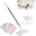 Snap Grip Mini Mop Lazy Mops with One-Click Cloth Change Locking Head with Sweeping Cloths for Wet &amp Dry Cleaning Long Handle Stick for Multi-Surface Cleaning(White 1 mop 5 Cloth)