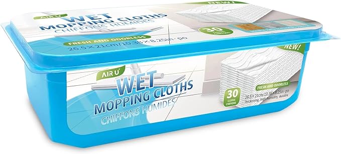AIR U+ Wet Pads Refill for Swiffer Sweeper Wet Mopping Cloth Unscented Disposable Floor Cleaning Wipes 30 Count