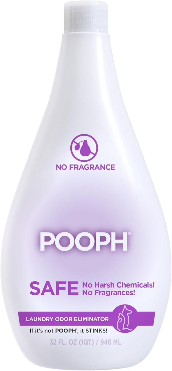 POOPH® Laundry – 32oz Bottle (16 Loads) – Eliminates The Toughest Odors in Washables in a ONE Wash –with NO FRAGRANCES.Just Add 2oz with Laundry Detergent – NO Harsh Chemicals Safe for People &amp P