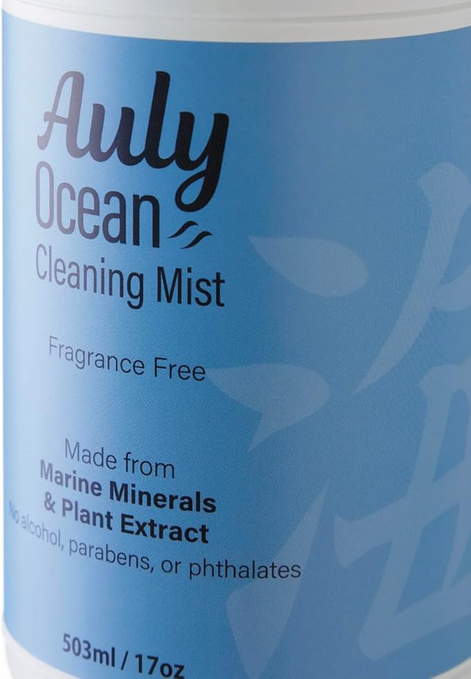 Auly Ocean Multi-Surface Cleaner Spray - Marine Mineral Solution for Grease &amp Grime - No Rinse Needed Daily Household Cleaner for Kitchens &amp High Chairs (17 Fl Oz)
