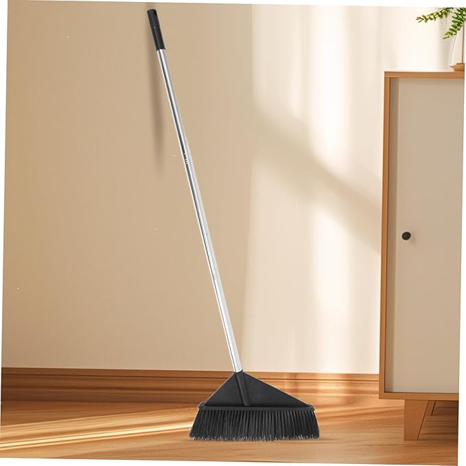 Baluue Stiff Bristle Broom for Home and Office Black Indoor Outdoor Sweeper Broom Long Handle Floor Cleaning Supplies