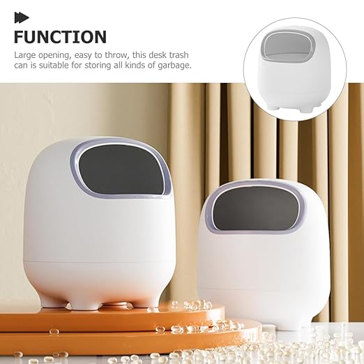 Creative Cartoon Desktop Trash Can Rubbish Bin Lid for Office Kitchen Bedroom Sturdy Wastebasket No Peculiar Smell Easy to Clean Space-Saving Design