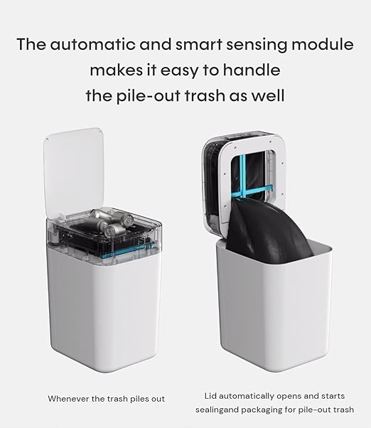 TOWNEW T1S 4.1 Gallon Automatic Self-Sealing and Self-Changing Motion Sense Activated Trash Can 2024 Upgrade Smart Garbage Can with Lid for Kitchen Bathroom Office White
