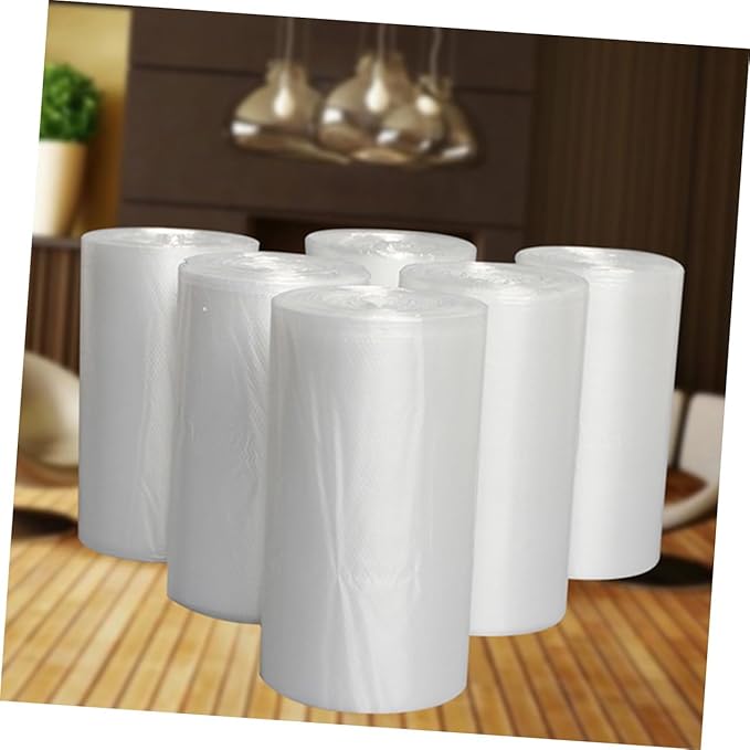 BESPORTBLE 6 Rolls Thickened Plastic Garbage Bags for Kitchen and Bathroom 45x50cm Flat Mouth Disposable Trash Bags Home Use with Perforated Tear Line