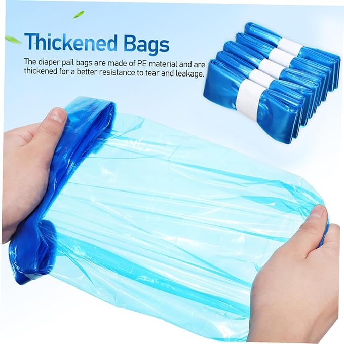ibasenice 5 Rolls Pe Diaper Pail Trash Bags 260mm X 7m Blue Thickened Disposable Odor-resistant Liners for Diaper Containers Home and Outdoor Use