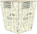 Marye-Kelley- Geometry Wastepaper Basket Decoupage Wood Decorative Wastebasket for Kitchen Bathroom Bedroom Living Room Handmade Made in The USA