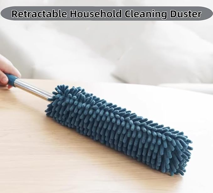 Extendable Pole Microfiber DusterHand Washable Dusters with 2pcs Replaceable HeadHousehold Sweeping Cleaning Dusting for Cleaning Car Window Furniture OfficeCeiling Fan ﻿(Purple)