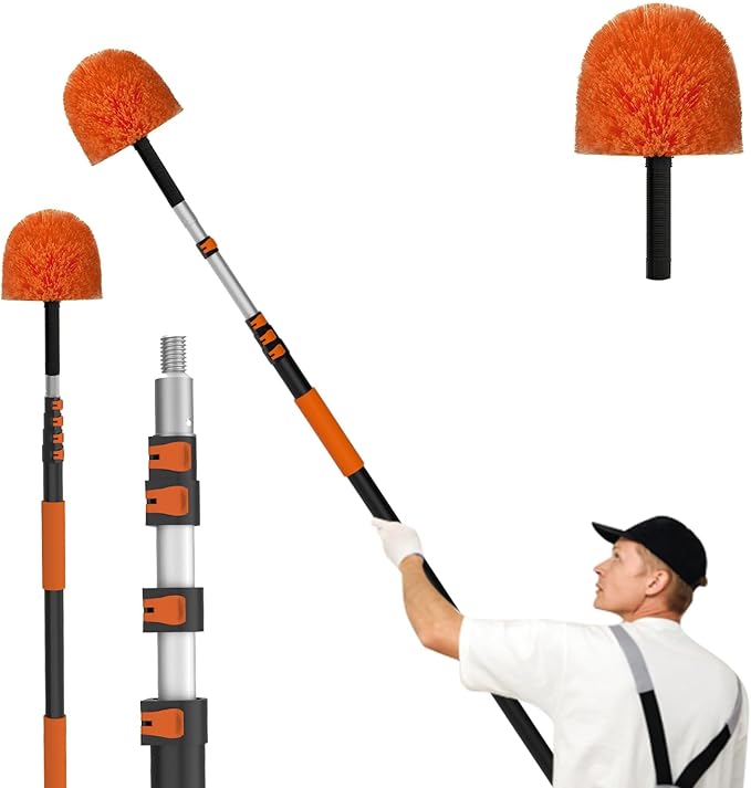 20FT Cobweb Duster with Extension Pole Spider Web Brush for Cleaning Extendable Professional Ceiling and Corner Dusters for Outdoor Indoor Use